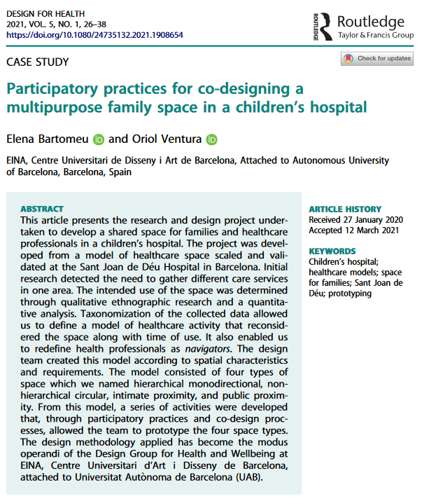Participatory practices for co-designing a multipurpose family space in a children’s hospital